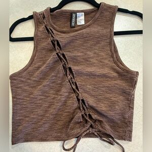 H&M Chocolate Lace-Up Crop Top